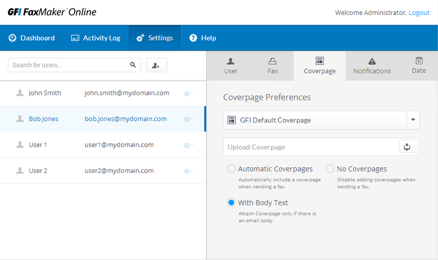 Personalize cover pages for users or departments